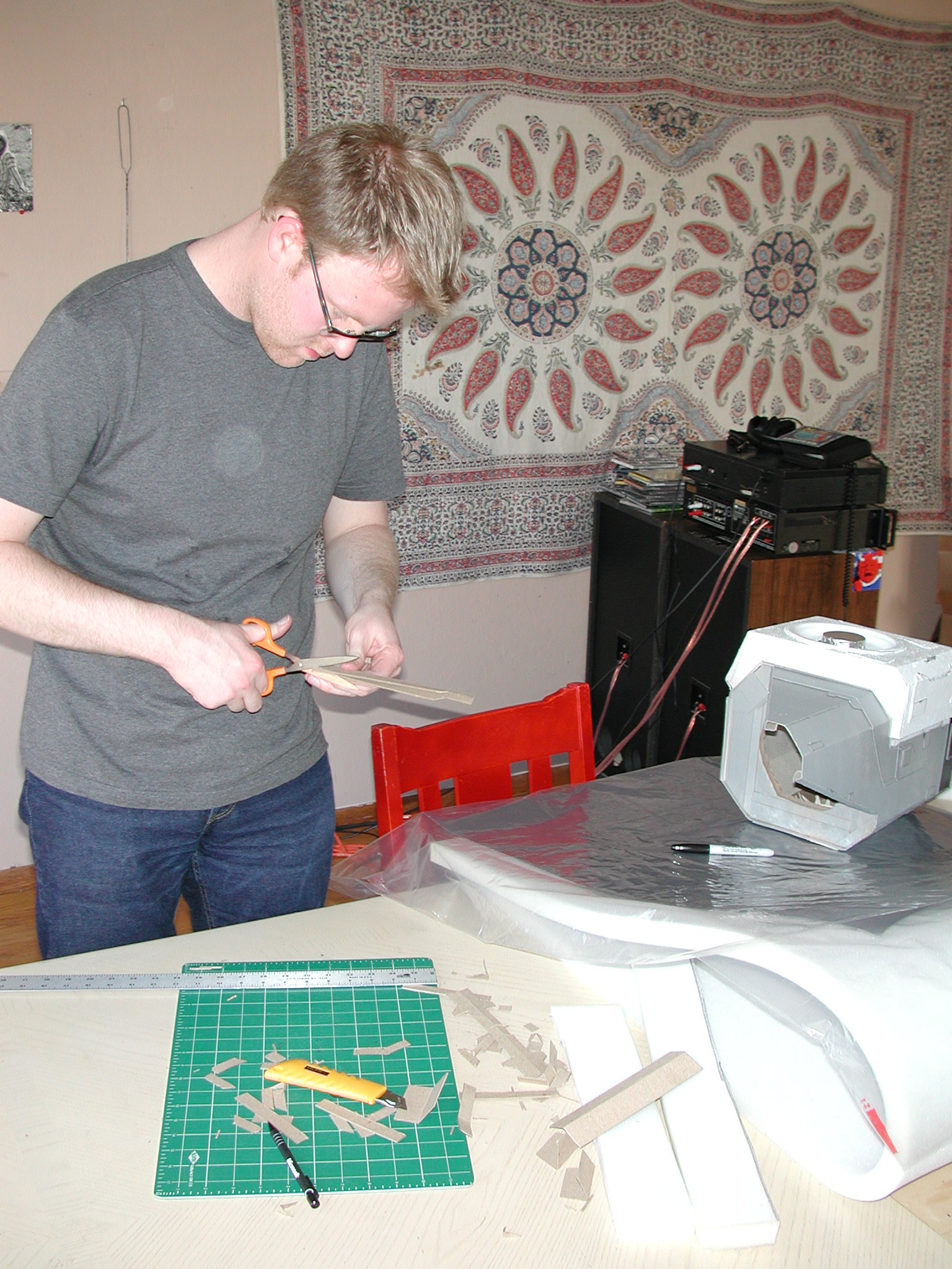 Jeff cuts pieces