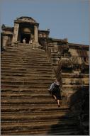 Jessica ascends Angkor Wat